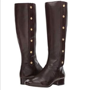 Nine West Oreyan Black Leather Wide-Calf Tall Boot